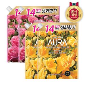아우라 프리미엄 섬유유연제 리필 1.7L (만다린/페어) x2개