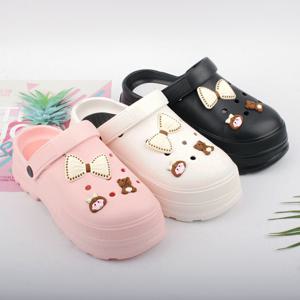 도로시리본 통굽 아쿠아샌들 - 4cm 키높이 슬리퍼 층간소음방지 실내화