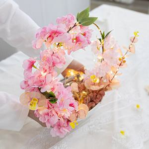 LED 반짝반짝 벚꽃 조명 센터피스 32x32cm 인테리어 조화 테이블 장식
