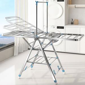 빨래 건조대 3단 대형 이동식 이불 신발 스틸 원터치 접이식 튼튼한 빨래걸이170cm