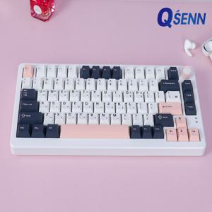 Q75 PBT 풀윤활 가스켓 유무선 기계식 키보드 화이트 애플민트축V1