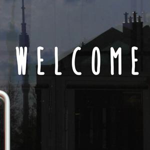 welcome 꾸물손글씨 가게 인테리어 도어 스티커