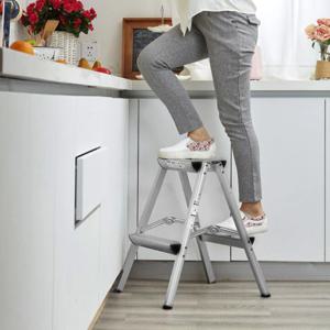 미니 가정용 사다리 접이식 계단 안전 발판 2단 경량 알루미늄 스툴