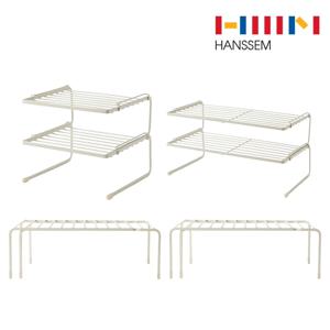 4개 세트! SOK 마일드 2단 접시 정리대 2개 + 확장형 선반 2개 주방 수납 정리