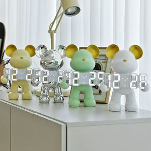 감성 인테리어 장식 곰 포켓 미니 LED 알람 탁상시계