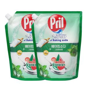 프릴 주방세제 베이킹소다 그린허브 리필 1000ml x2