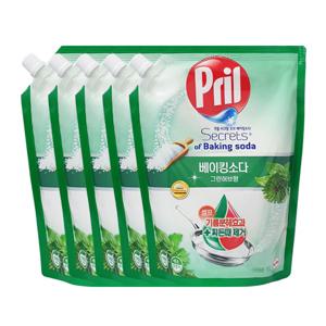 프릴 주방세제 베이킹소다 그린허브 리필 1000ml x5