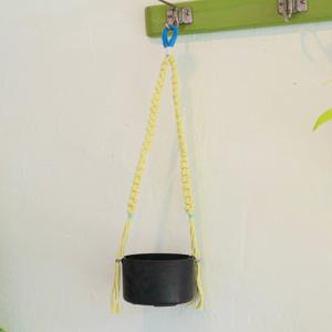 행잉화분 Black_yellow strap 벽걸이 화분 마크라메행잉