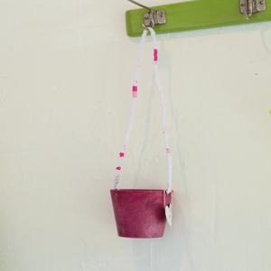 행잉화분 Pink_white strap 벽걸이 화분 마크라메행잉