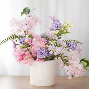 풍성한 라벤다 벚꽃 화분 28x29cm 인테리어 봄 조화 테이블 장식 소품
