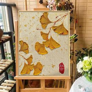 [해외]은행나무 잎 백드롭 페인팅 키트 재료 DIY 유화 아크릴 명화 캔버스 그림그리기