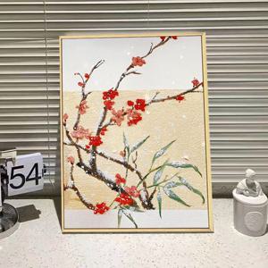 [해외]동양화 꽃 눈 겨울 백드롭 페인팅 키트 재료 DIY 유화 아크릴 명화 캔버스 그림