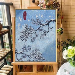 [해외]겨울 눈 나무 백드롭 페인팅 키트 재료 DIY 유화 아크릴 명화 캔버스 페인팅 색칠