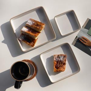 [리퍼] 서하 무광 도자기 사각접시, 디저트접시 14cm