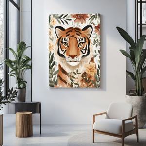 꽃속의 호랑이 그림 캔버스액자 동물 일러스트 아이방 키즈룸 카페 거실 인테리어 액자