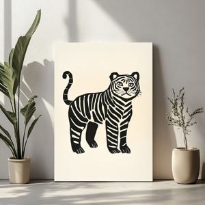 흑백 호랑이 그림 캔버스액자 동물 일러스트 아이방 키즈룸 카페 거실 인테리어 액자