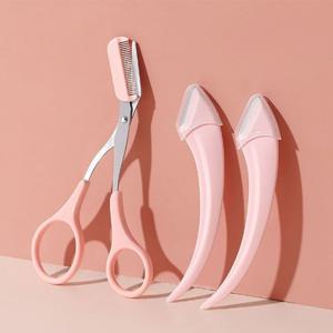 반달 눈썹 정리 세트 눈썹칼 2개+숱가위 1개