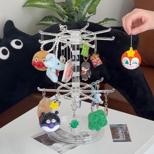 투명 플로우 키링 회전 진열대 2단 아크릴 가챠 목걸이 악세서리 거치대 걸이 보관 정리대