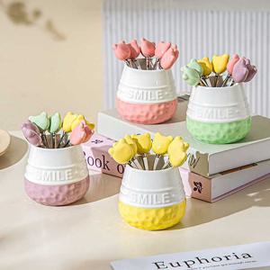 [해외] 감성 모던 304스텐 디저트 과일포크 예쁜 과일 티포크 8P 4colors