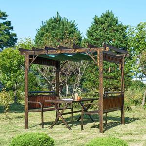 야외벤치 6인용 지붕형 식탁세트 방부목 카페 전원주택 공원 정원가구 SCB6067N