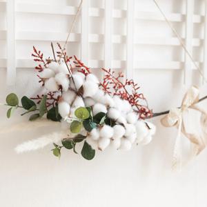 목화 조화 가랜드 안개짚소갈란드 58cm 인테리어 꽃 벽장식 벽걸이