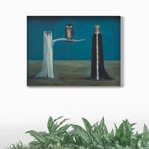 1703거트루드 아베크롬비-나무위 부엉이와 여왕/우드노프레임 아크릴 판넬액자 초현실주의명작