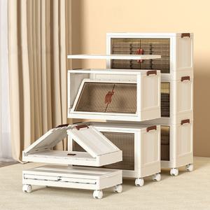 120L 대형 이동식 폴딩 수납장 옷정리 장난감 다용도 리빙박스