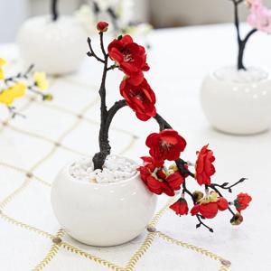 달항아리 매화 화분set 21x22cm 4color 인테리어 봄 꽃 조화 테이블 장식 소품