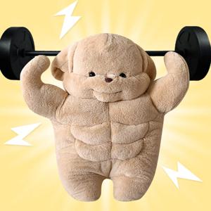 오운완 근육 벌크업 식스팩 헬창 복근 강아지 인형