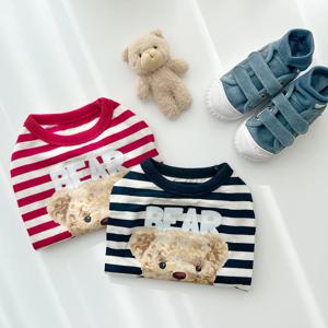 강아지 티셔츠 테디 베어허그 단가라 나시티 봄 가을옷