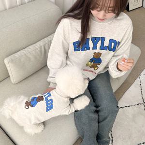 강아지 커플룩 쇼핑테디 맨투맨 티셔츠 봄 가을옷 아이옷 오트밀 S