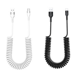 스프링 코일 USB C타입 8핀 고속 충전 케이블 충전기 선