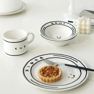 플라라 카툰 스마일 접시&컵&쿠프
