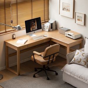 베를린 미니멀 오크 원목 코너 내추럴 컬러 책상 2type