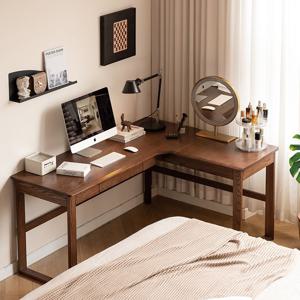 베를린 미니멀 오크 원목 코너 월넛 컬러 책상 2type