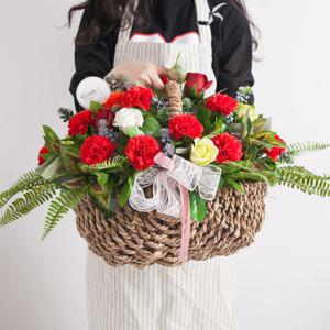 비누 카네이션 조화 바구니 소중함을담은Bset 36cm 2컬러 꽃 어버이날