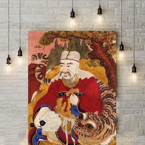 탱화 산신 그림 호랑이 소나무 그림 불교 민화 포스터 빈티지 인테리어 액땜 풍수 액자