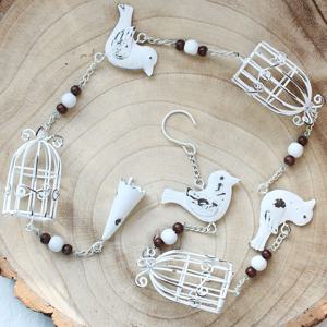 빈티지 화이트 미니 버드 새장 갈란드 버드케이지 철제 꽃꽂이 수업 인테리어소품