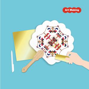 여름 단오 전통 금박 부채 DIY 만들기 키트 - 금빛으로 수놓는 꽃 부채