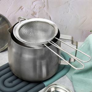 스테인리스스틸 소형 손잡이 거름망 채반 채망 2종 세트