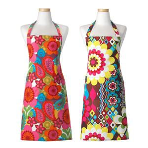 화려한 디자인 컬러 어린이집 주방 카페 H형 면 앞치마 2개