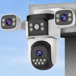 3렌즈 무선 실외 CCTV IP카메라 사람추적 3방향 감시 도난 보안 침입 감시