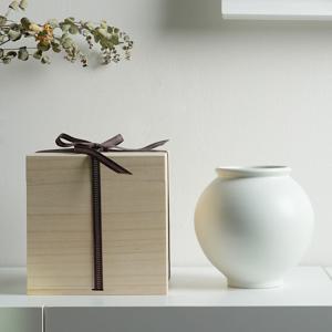 달항아리 무광 1호 17cm 오동나무 상자 선물세트