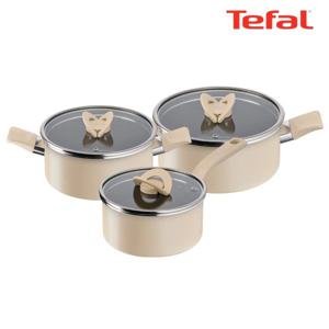 팬&냄비 인덕션 블라썸 베이지 3종세트 (편수냄비 18cm+양수냄비 20cm+24cm)