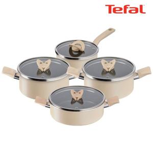 인덕션 블라썸 베이지 4종(편수냄비 18cm+양수냄비 20cm+24cm+전골냄비 24cm)