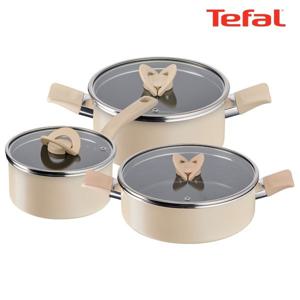 인덕션 블라썸 베이지 3종(편수냄비 18cm+양수냄비 24cm+전골냄비 24cm)
