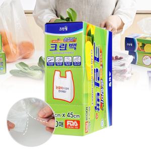 비닐봉투 일회용 비닐팩 크린백 35cm x 45cm 100매 손잡이 위생백