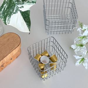 큐브 철제 바스켓 2sizes 메탈 수납 바구니 스텐 캡슐 보관함