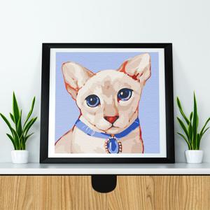 명화그리기 러시안블루 고양이 20X20 캔버스페인팅 DIY 유화그림 집콕 취미