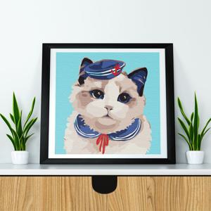 명화그리기 마린룩 고양이 20X20 캔버스페인팅 DIY 유화그림 집콕 취미